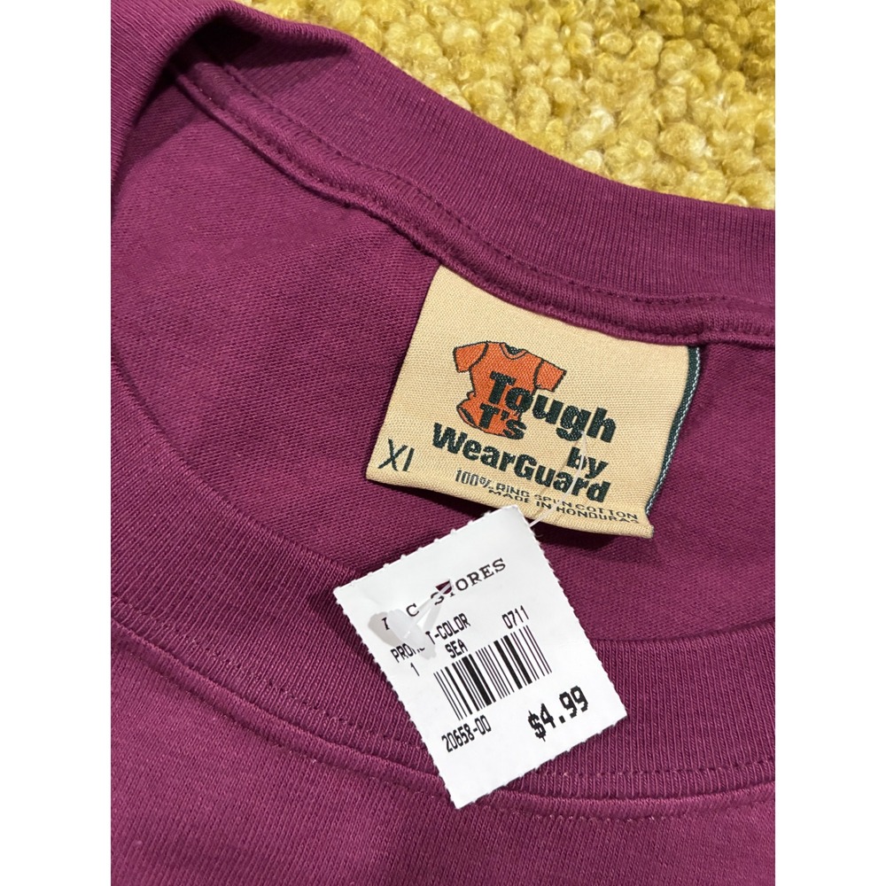 Tough T's by WearGuard Maui Athletic Dept TShirt XL Burgundy Cotton Short Sleeve - Picture 4 of 7
